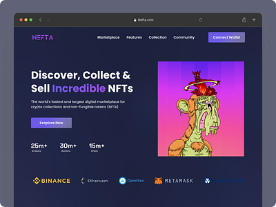 Nefta: NFT Cryptocurrency Landing Page UI design ui ux