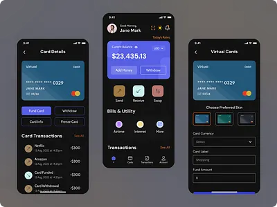 Paystar (Dark Mode): Finance Fintech Mobile Application UI app design ui ux