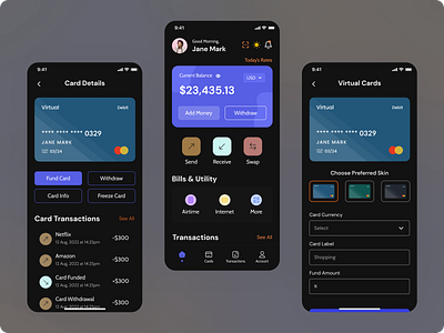 Paystar (Dark Mode): Finance Fintech Mobile Application UI app design ui ux