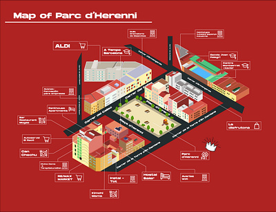 Map of Parc d'Herenni adobe illustrator design google maps graphic design illustration isometric maps park sitemap spain