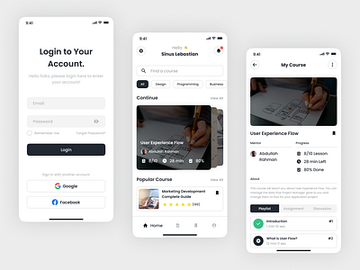Course App app course design learning management system mobile app mobile design ui ux