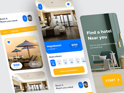 Hotel Booking Mobile app ui app design home page mobile app mobile ui ui ui ux ux web website