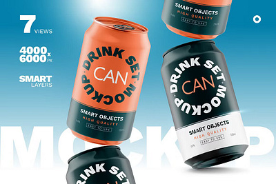 Drink Can Metallic Mockup 330ml 330ml aluminium beer beverage branding cold drink can metallic mockup 330ml energy juice metal mockup package packaging small smart object soft drink tea