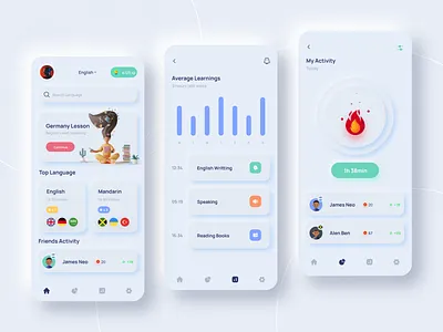 Mobile App app interaction e course education educational app interface ios language language learning app learning learning app learning platform minimal minimalist mobile modern online online class tutor ui design ux ui