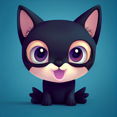 Cute Black Halloween Cat 3d