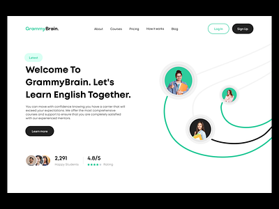 Grammy Brain Web Header homepage design landing page learning learning management system online learning responsive web design ui design ux design