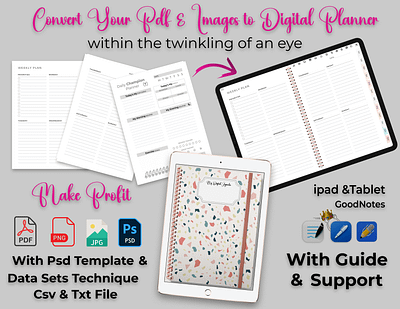 Digital Planner Template Kit - Editable Source Template undated planner