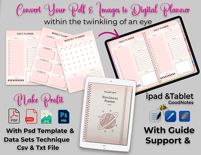 Digital Planner Template kit / Design your GoodNotes Planner undated planner