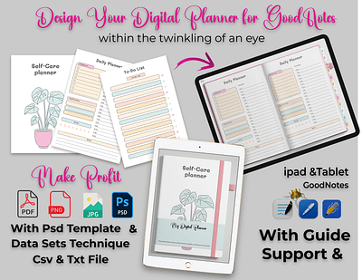 Digital Planner Template Kit + Guide digital planner goodnotes ipad planner undated planner