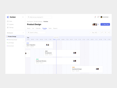 Timeline of task management - Kanban analytics app calendar clean dashboard design interface project management roadmap saas side bar task task app task management timeline ui ui design ux web web app