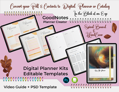 Digital Planner Template Kit ( Psd ) / Design GoodNotes Planner undated planner