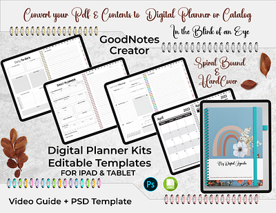 Digital Planner Template Kit / Psd Template With Data Sets custom planner day designer day planner design design a planner design planner digital planner digital planner app editable
