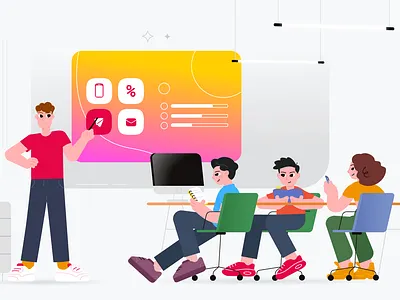 Business meeting business character coworking discussion graphic design illustration meeting office partner people startup team teamwork vector workspace