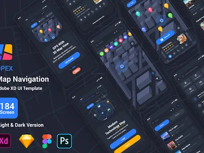 Opex – Map Navigation Figma UI Template app casestudy dark direction download figma free geolocation gps map mobile navigation place route template tracking ui ui kits ux