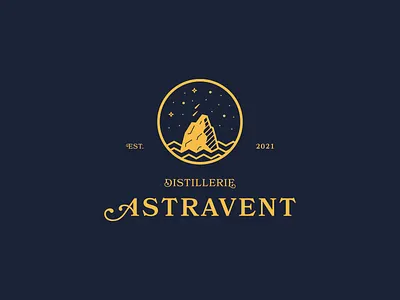 Astravent - Branding alcohol blue brand identity branding design distillery doodle font gin gold graphic design illustration logo logotype minimalism vector whisky