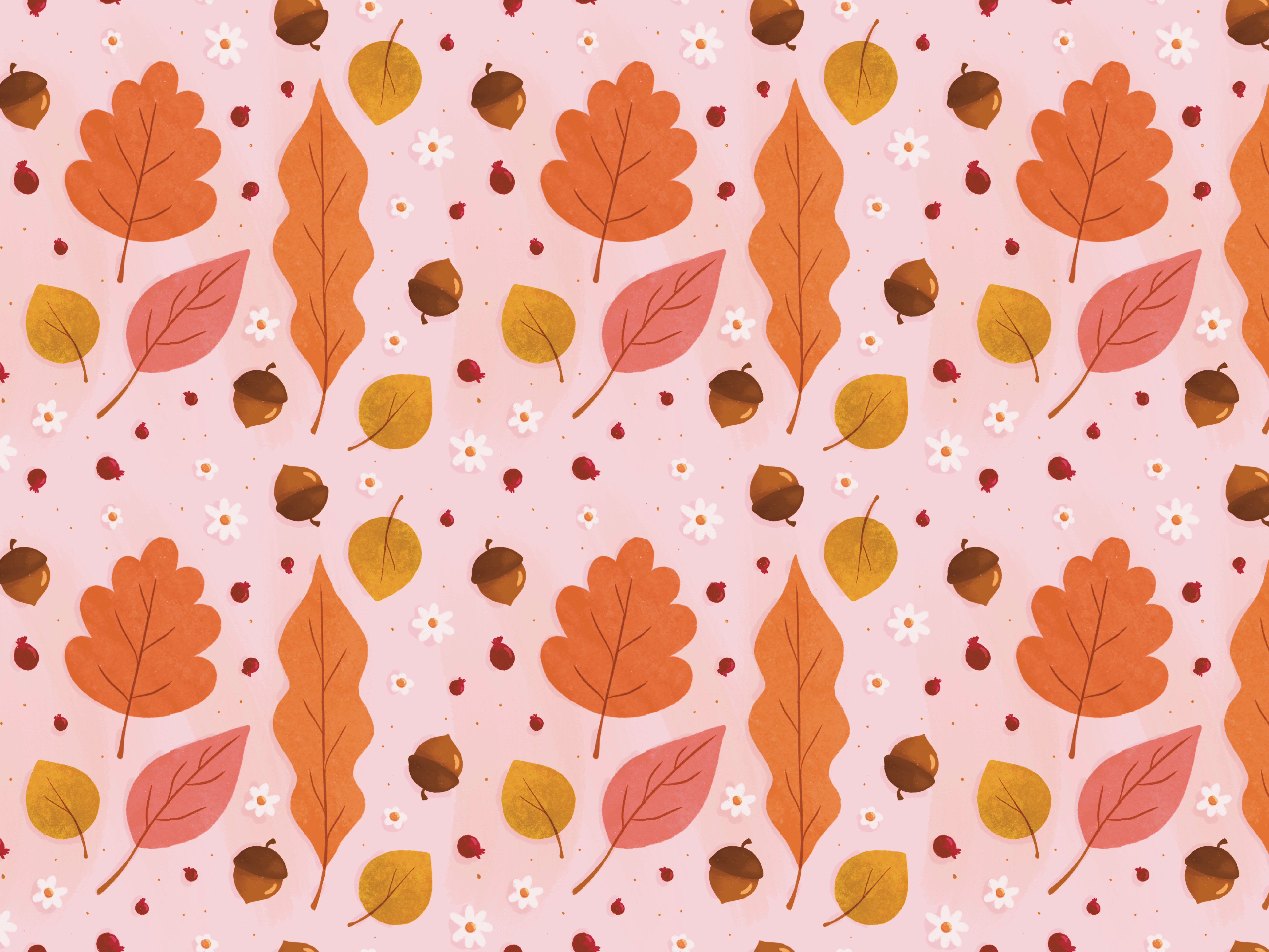 Autumn Pattern acorn autumn berries design fall illustration leaf leaves pattern procreate