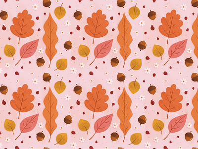 Autumn Pattern acorn autumn berries design fall illustration leaf leaves pattern procreate