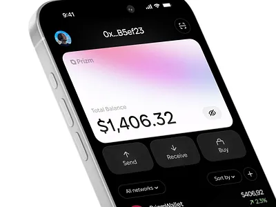 Prizm - Crypto wallet main screen app crypto design ui ux wallet