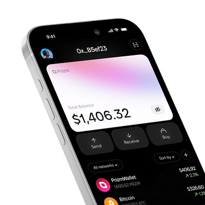 Prizm - Crypto wallet main screen app crypto design ui ux wallet