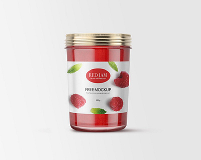 Free Red Jam Glass Jar Mockup PSD Template 3d animation branding design graphic design illustration logo motion graphics ui vector