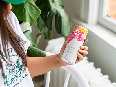 Crysteda Pineapple Hibiscus alcohol brand art labels beverage beverage brand branding graphic design illustration inks label design packaging design vodka soda