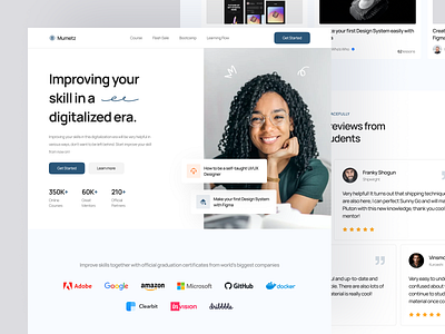 Mumetz - E-Learning Landing Page 📚 app class course dashboard design e learning e learning landing page landing page learning app minimal online course saas saas landing page study ui ux web