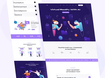Virtual Reality AI ai artificial intelligence design divi illustration landing page metaverse tech technology ui ui design virtual reality vr web web template