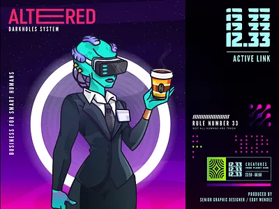 ALTERED alien brand branding caffeine character design coffee game illustration indie logo design marketing mascot nft nintendo packaging design space ui usa vector visual identity