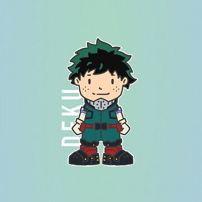 Deku fanart cute drawing flat line graphic design illustration sticker