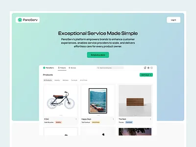 PanoServ: Product Landing Page for Startup call to action design clean web design demo booking page figma framer gradient design landing page design lead generation page minimalist landing page mobile first design product demo page short landing page simple signup page ui uidesign web app onboarding web app welcome screen webflow website welcome page design