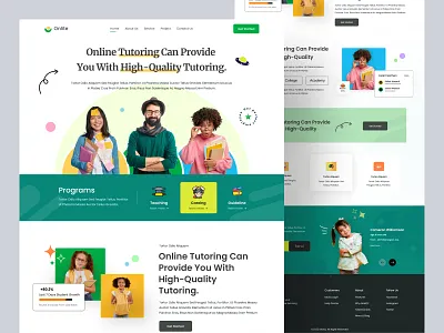 Online tutoring landing page design. agency class college school design e learning online course graphic design homepage landing page learning management system md sajib mdsajib online coaching class online course popular skill learning teaching education trendy ui uiux