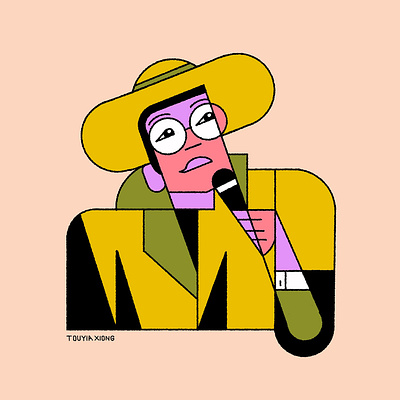 Japanese Singer 2d art branding coat countrymen design geometric glasses graphic hat icon illustration illustrator japan japanese logo mic music musician singer trench