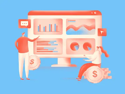 Data Analysis analysis art calculation characters coin computer data digitalart digitalilustration drawing finance graph illustration illustrator job money photoshop procreate screen sketch