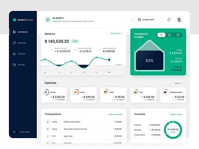 Smart Saving App app budget clean dashboard design household budget manage money saving ui ux web xebia