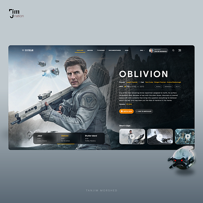 Concept Landing Screen Design for Movie Streaming App 3d design futuristic grey landing page landing screen movie ott platform streaming ui ux website