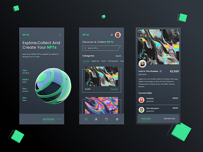 NFT.IO-App Design 3d app branding design graphic design illustration logo ui ux vector