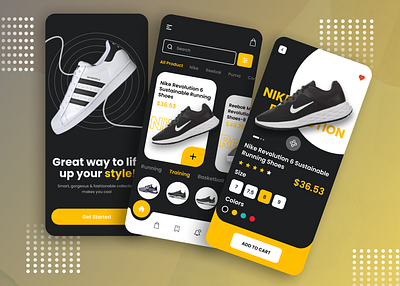 E-commerce Shoes Mobile Application 3d animation app application branding design graphic design illustration logo motion graphics snepitech ui vector