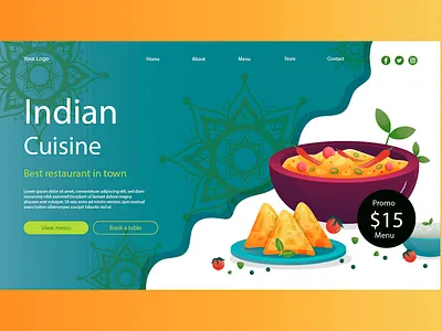 Indian Restaurant Web Landing ui branding graphic design illustration logo ui