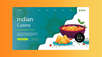 Indian Restaurant Web Landing ui branding graphic design illustration logo ui
