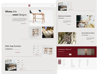 Mokuzo | Minimalist Furniture Brand | Landing Page branding clean furniture grid homepage interior landing page minimalism product design table ui ui design uiux website website design white space wood woodworking