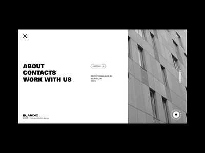 ELANDIC video production agency website burger menu minimal production ui ux video