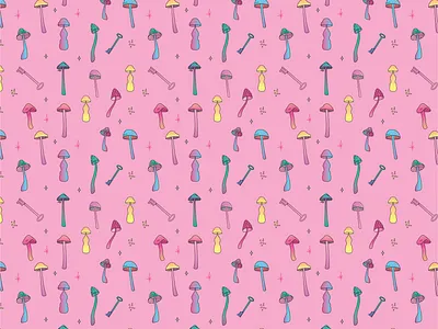 Psychedelic Mushroom Seamless Repeat Pattern apparel design branding design graphic design illustration mushroom mushrooms packaging design pattern pattern design patterns pink psychedelic psychedelic art repeat seamless shrooms vector