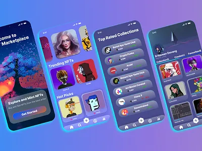 NFT Marketplace app design figma illustration mockup nft product product design ui ui design ui ux user flow ux ux design wireframe