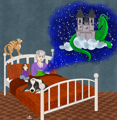 Love for grandmas cartoon character design children illustration