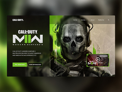 Call of Duty MW2 2022 landing Page Concept design fps game gaming pc ps5 ui ux web webdesign xbox