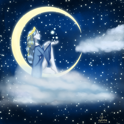 Night queen cartoon character design children illustration illustration