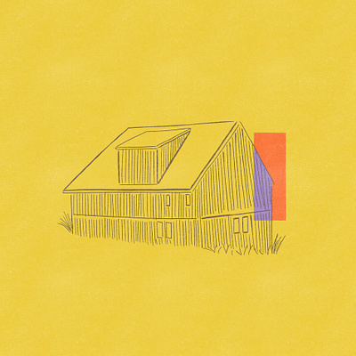 It is living architectural barn building drawing color study illustration line work logo procreate rendering