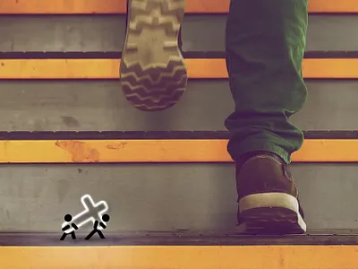 Help remind people to take life 1 👟 step at a time. 💪 baby steps bible carry on christian cross help jesus neighbor neighbors shoes stairs step step up steps stick figure stick figures