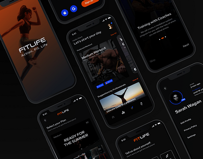Fitlife - Fitness/Workout Training App app app design desgin design figma fitness fitness app fitness app design fitness training gym mobile app designing modern design training app training app design uiux workout workout training