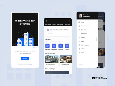 Real Estate App app design design dribbble best shot figma mobile app real estate ui ux ze zethic zethicstudio zethictech